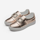Damen Loafers Schuhe Golden - OPP Deutschland - Mode Schuhe