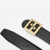 18 Karat vergoldete Streifen eingelegte Herren Gürtel Schwarz Gold - OPP Deutschland - Mode Schuhe