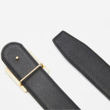 18 Karat vergoldete Streifen eingelegte Herren Gürtel Schwarz Gold - OPP Deutschland - Mode Schuhe